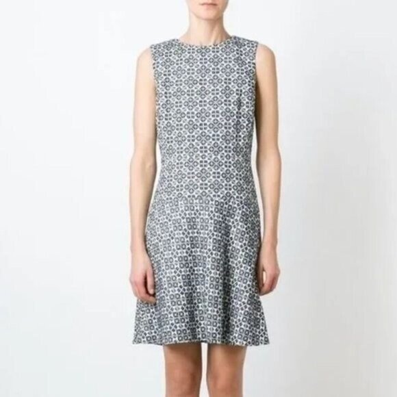 Tory Burch Flared Sleeveless Jacquard Dress 10 - Picture 1 of 9